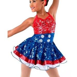 Weissman Americano Red White Blue Patriotic Sequin Tutu Dance Costume 9723 SC